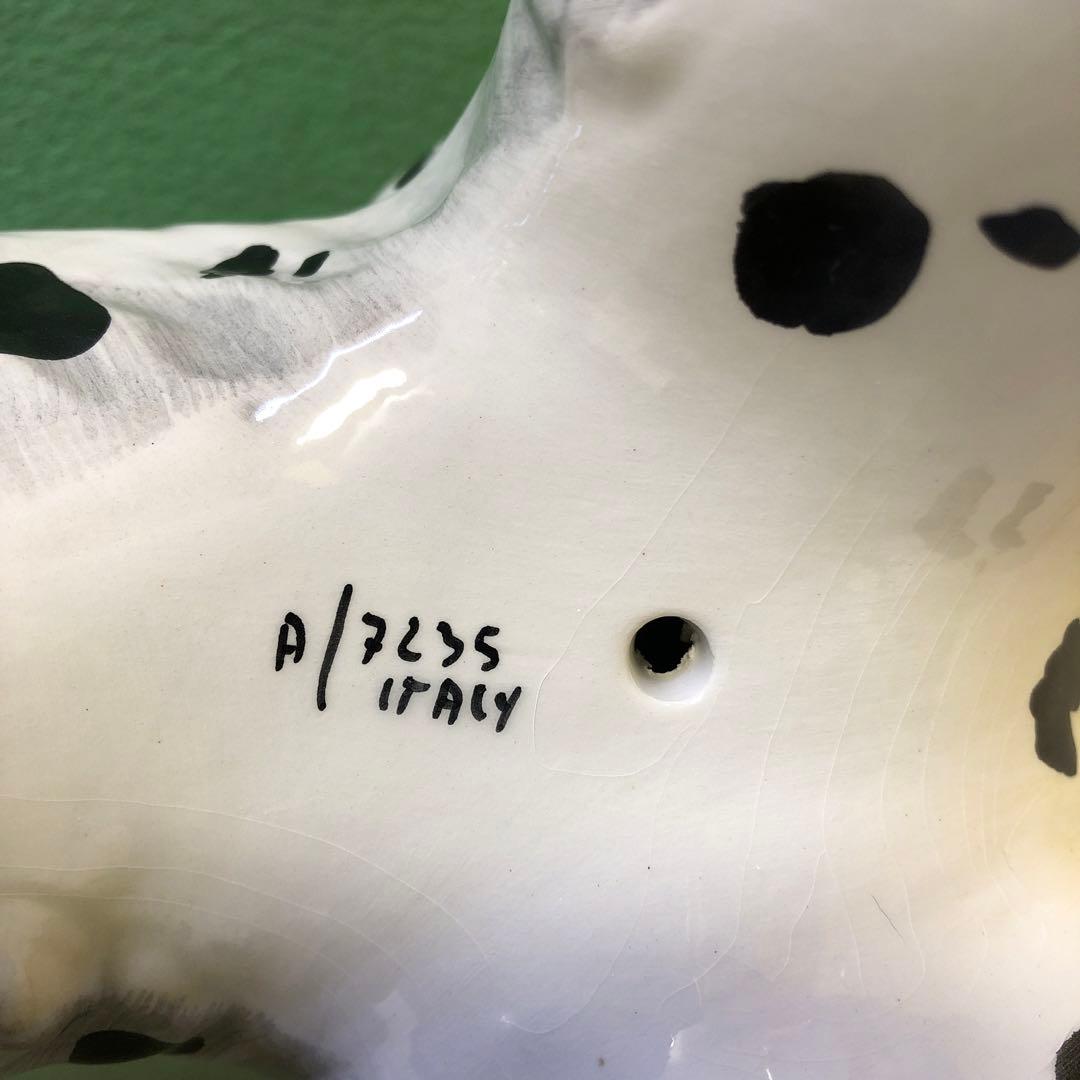 と88● イタリア製 ダルメシアン 犬 陶器 大型 置物 オブジェ インテリア