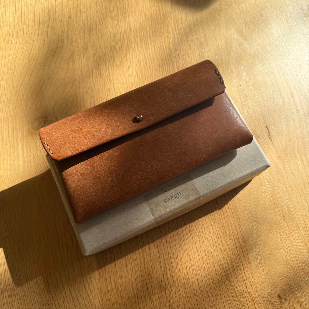 【新品未使用】SAFUJI サフジ ミニ長財布（ホック） キャメル