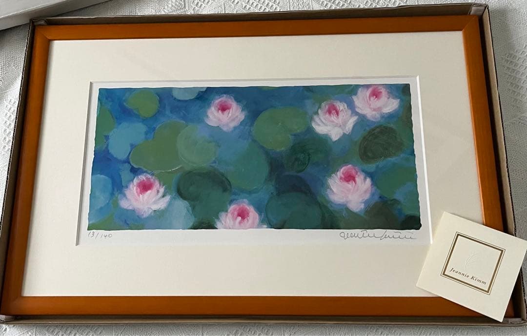 40×62版画　ジニー・キム　睡蓮　限定ジクレー　サイン、ED、証明書 額装