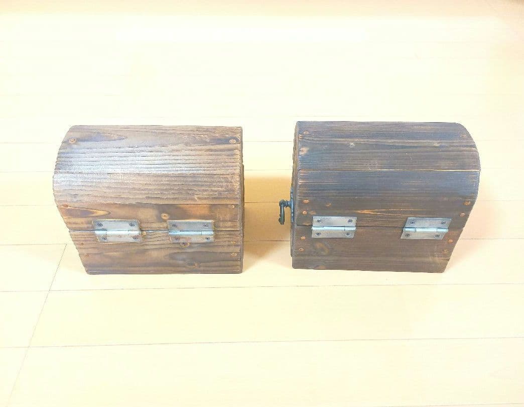 ドラクエ風の木製の古い宝箱☆ 木箱、トレジャーボックス、ジュエリーボックス