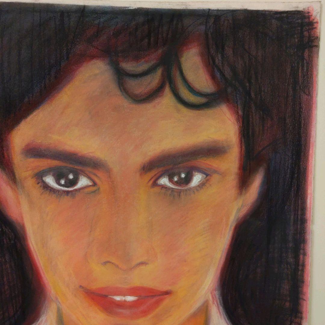 パステルドローイング　無題　少女　額装なしです。