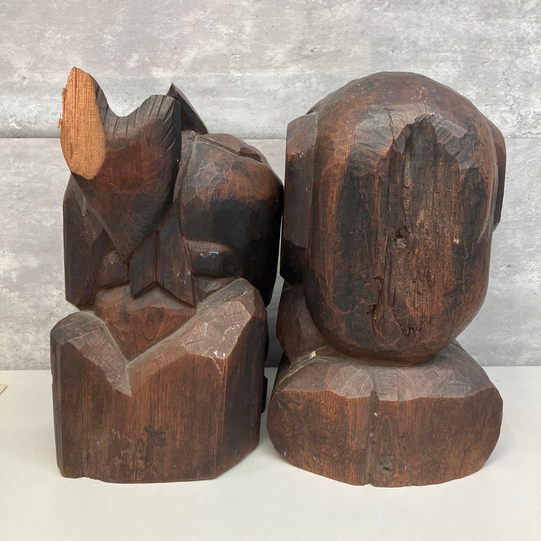 アンティーク 骨董 木製 木彫り 木彫 彫刻 恵比寿 大黒天 七福神 縁起物