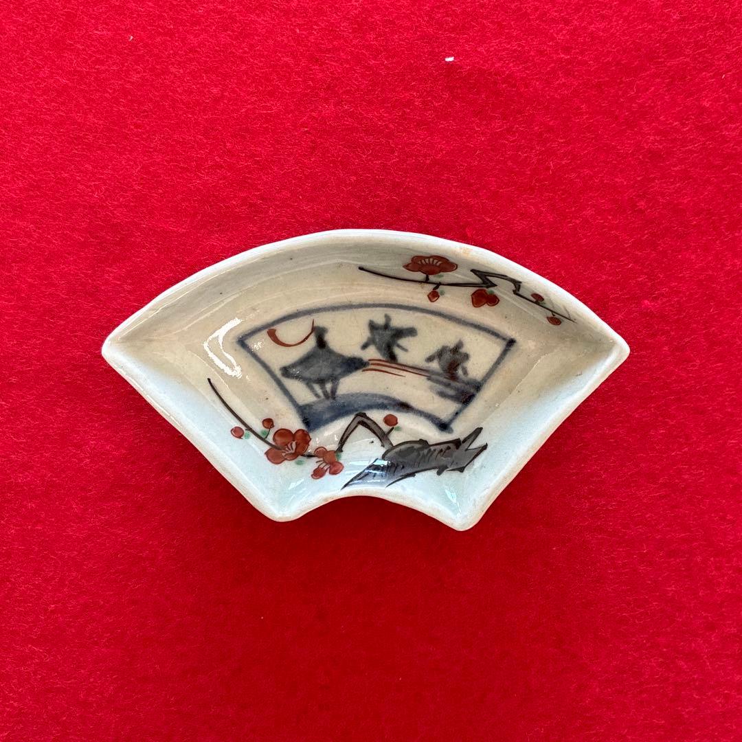 古伊万里　梅花文　扇面形　豆皿　5枚組