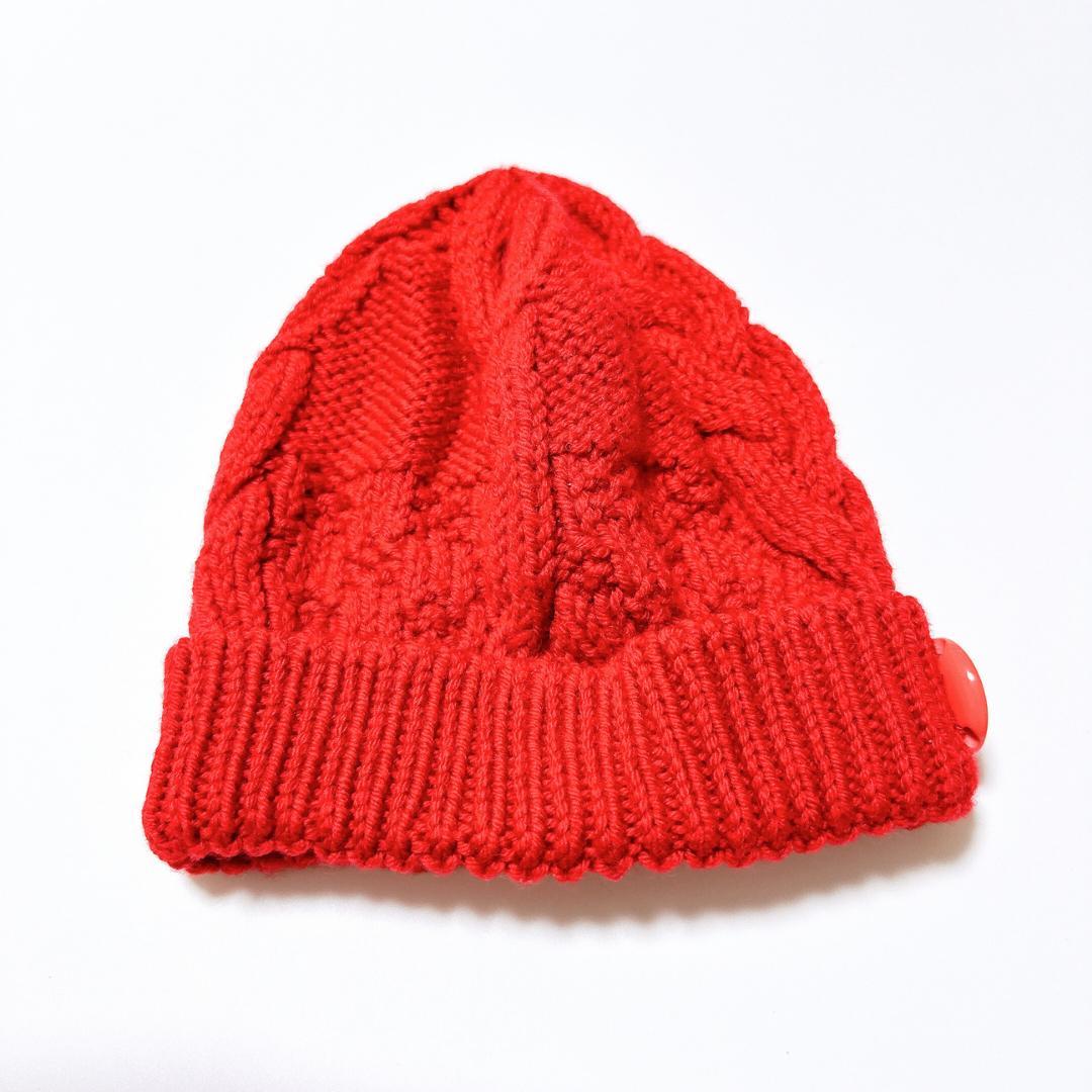 【美品】LOUIS VUITTON ニット帽 ニットキャップ 赤 ウール