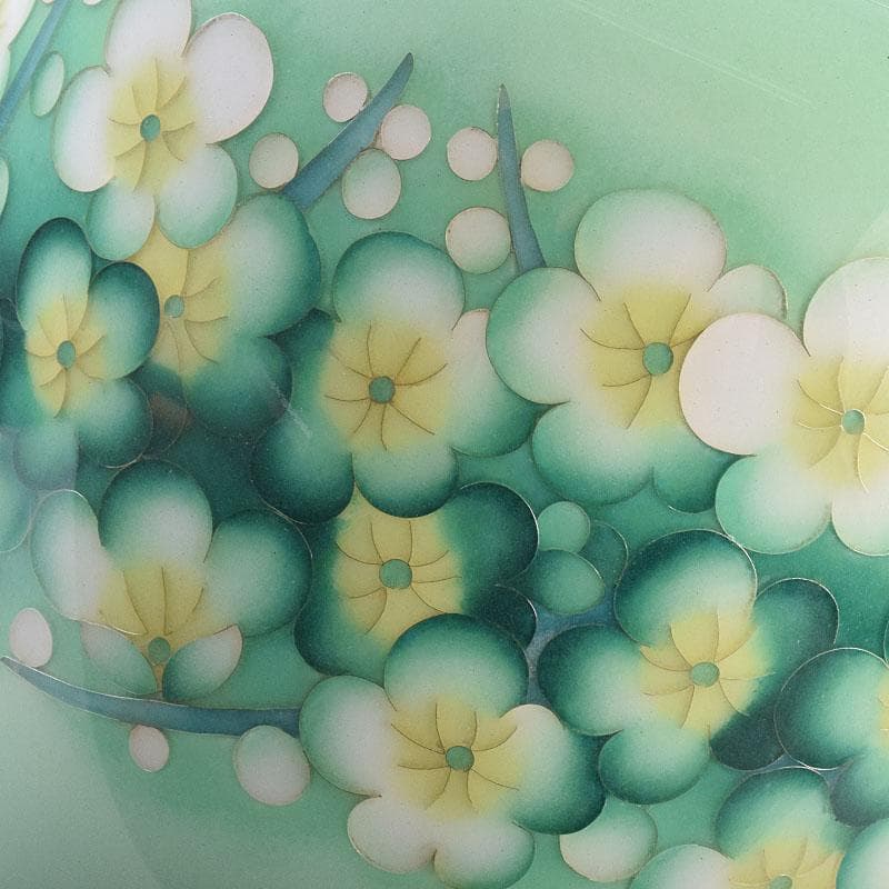 七宝焼　花文　花瓶　唐木台付　共箱　M　R8887H