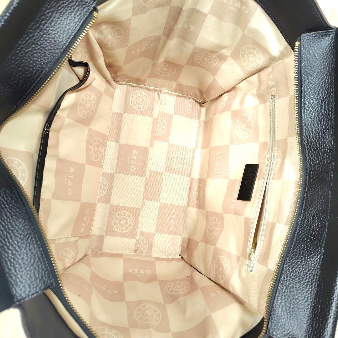 未使用級 ATAO ピッコラ バンドバッグ トートバッグ レザー ブラック ロゴ