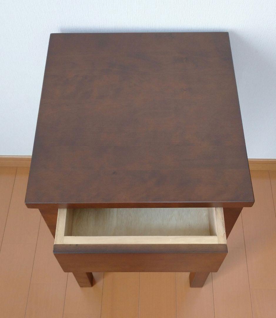 無印良品　ベットサイド テーブル　ブラウン　引き出し付き