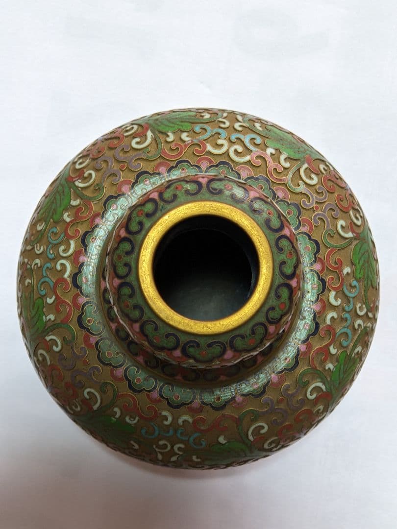 ♦中国 画琺瑯 花図紋瓶 景泰藍工芸品 七宝焼 コレクション 骨董品アンティーク