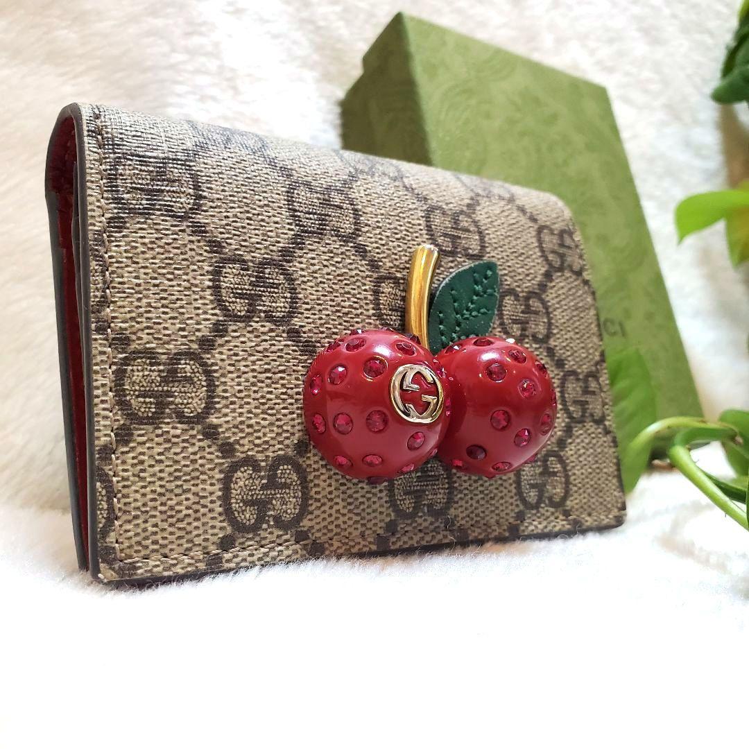 極美品 GUCCI　さくらんぼ　GGスプリーム　レザー　チェリー