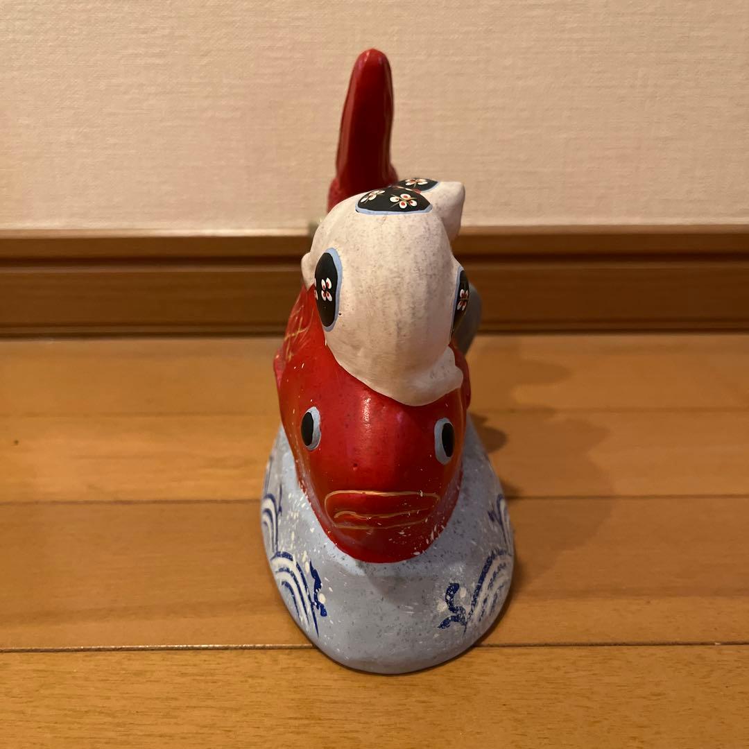 宮城県仙台市　堤人形　鯛乗り猫と鼠　郷土玩具