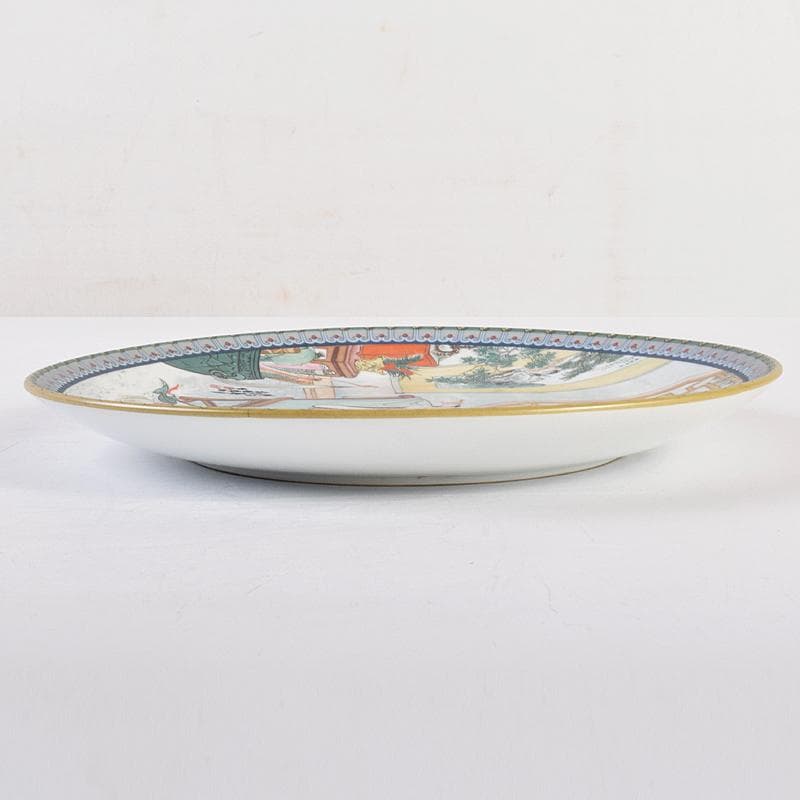 中国　粉彩　漢詩人物文盤　皿　V　R7855