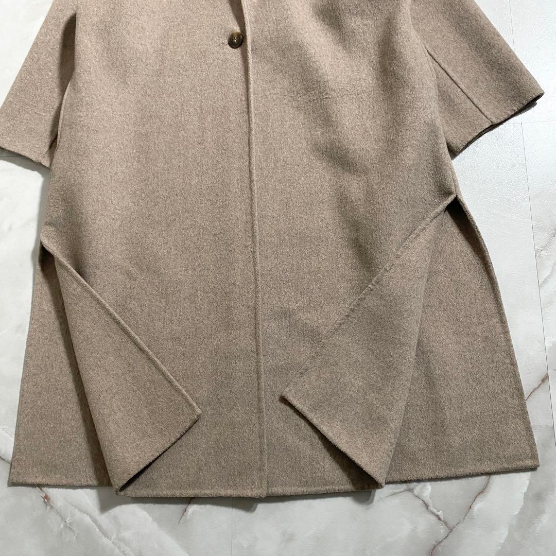 B18163 美品 ジェナ エスパスメルヴェイユ リバーコート ロング ベージュ