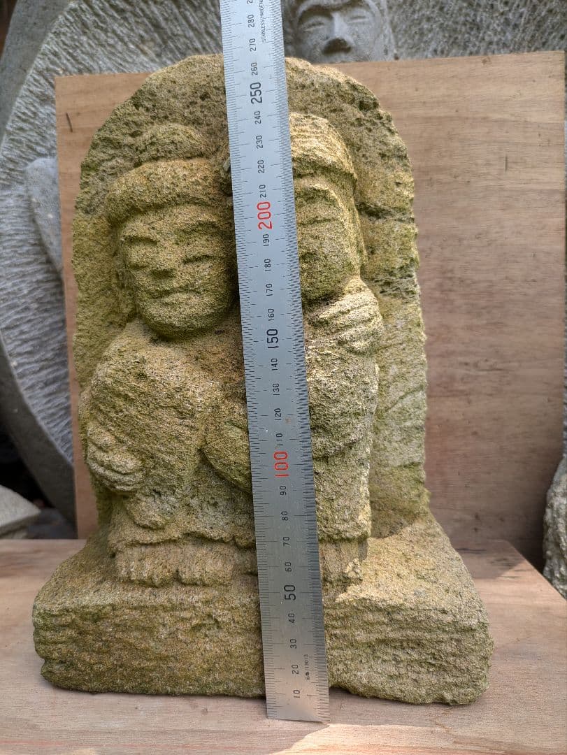 石仏、道祖神、愛を永遠に、仲良し道祖神、新品苔がうっすら有り、倉田辰彦作