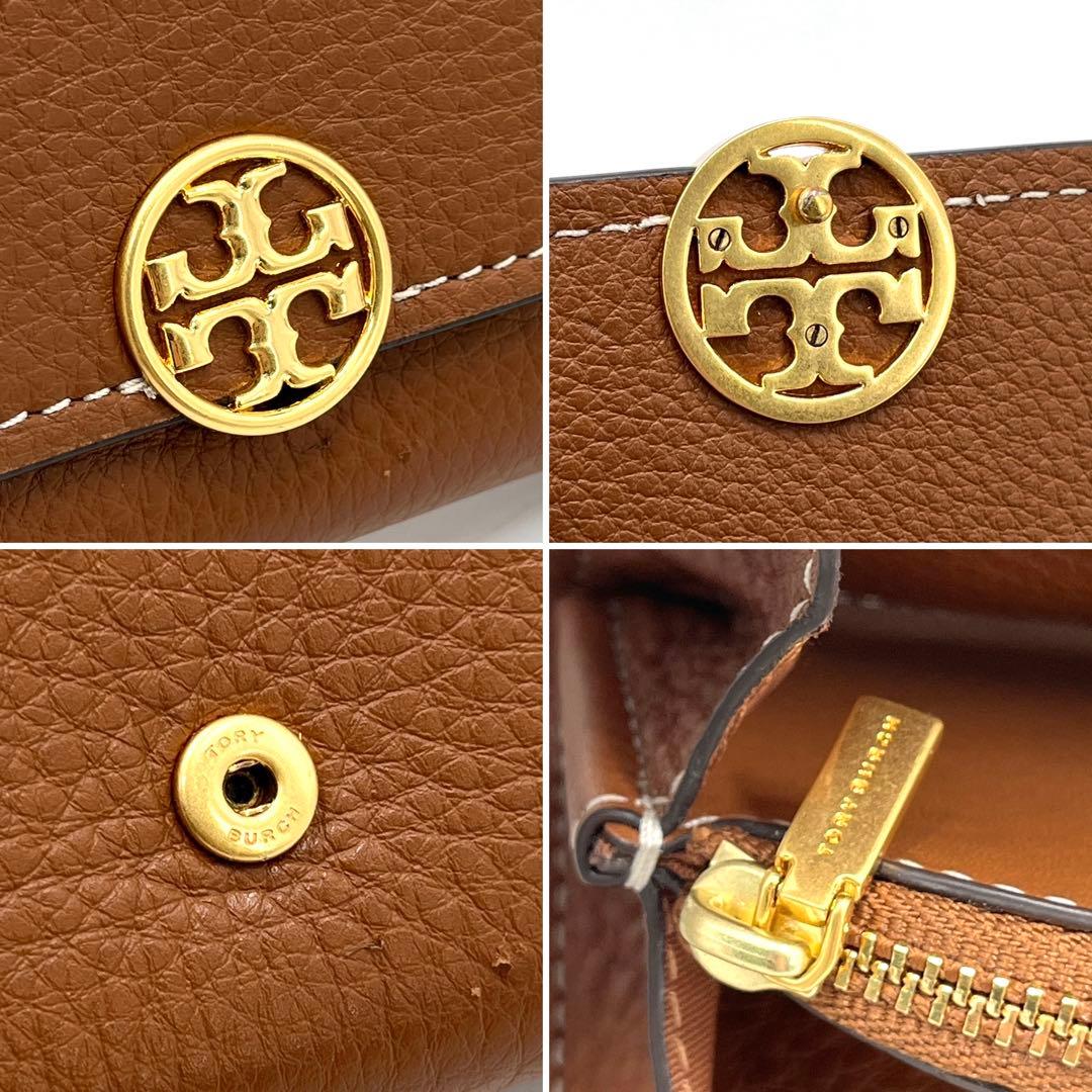 完売品・未使用保管品 トリーバーチ エレノア 折り財布 ケース レザー 茶