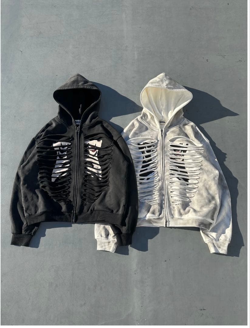 本日限定　格安9090 Bone Zip Hoodie Black