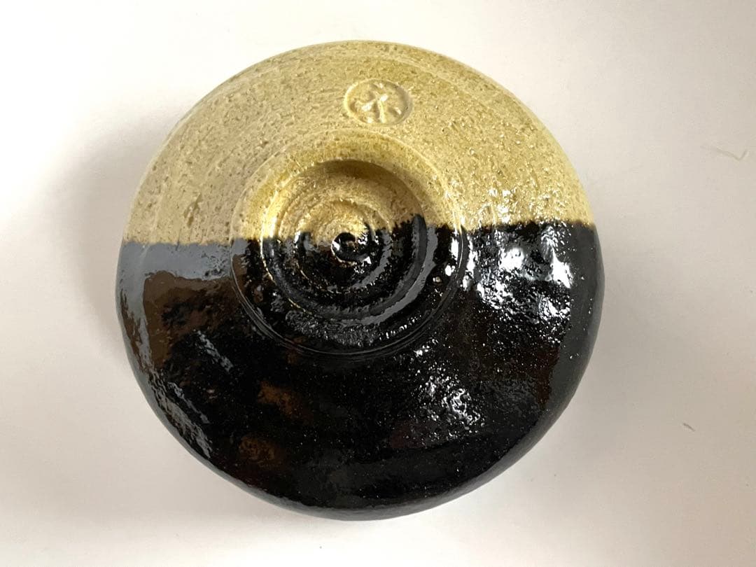 陶芸家　楽吉左衛門　楽了入？　掛分　茶碗　楽焼　箱書なし　茶道具