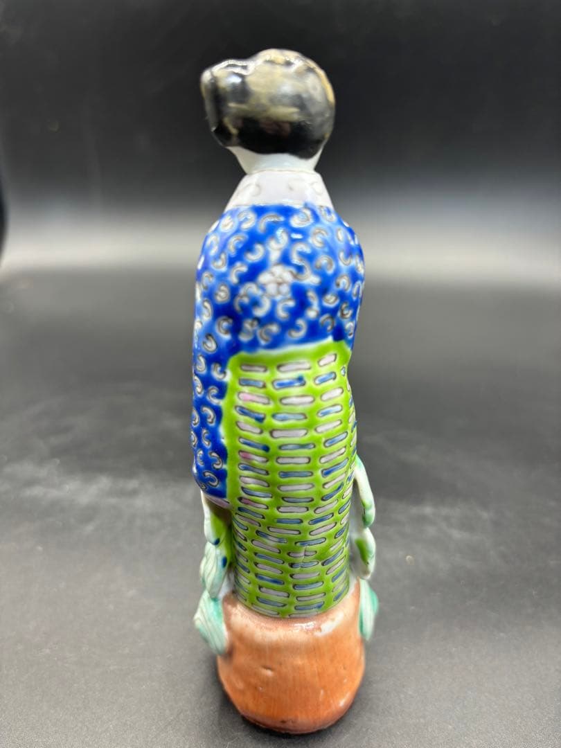 中国美術 古玩 色絵陶人形 陶器人形 高さ約15cm 置物 オブジェ 古董品