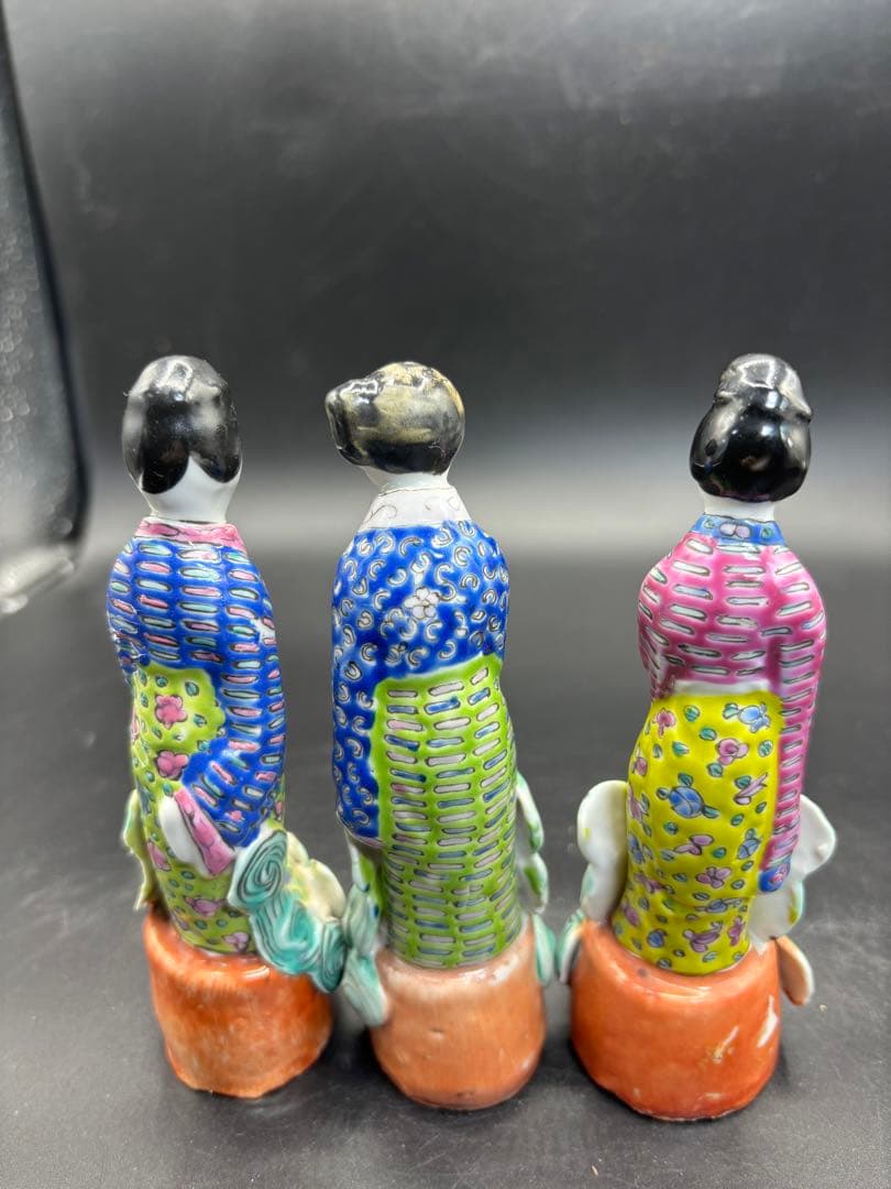 中国美術 古玩 色絵陶人形 陶器人形 高さ約15cm 置物 オブジェ 古董品