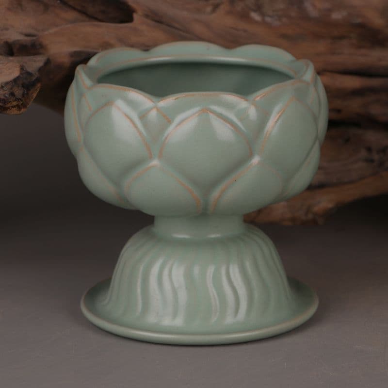 汝窯青釉支釘蓮華香炉 茶道具 香道具 工芸品 美術品 置物