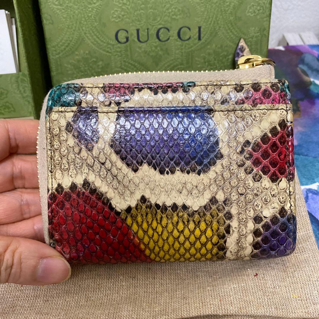 GUCCI パイソン　ミニ財布　L字ファスナー
