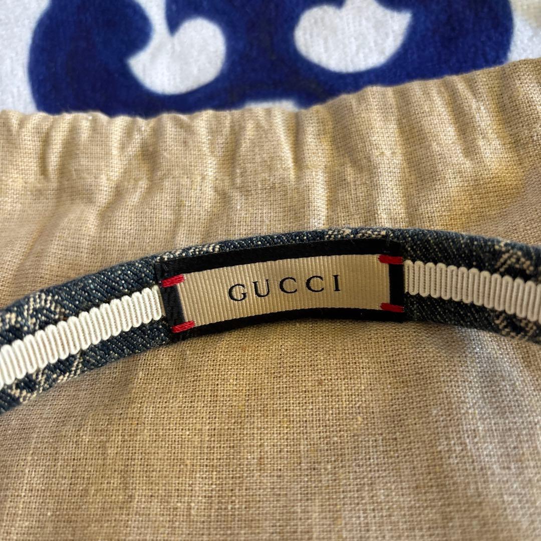 GUCCI ダークブルー ヘアバンド 保存袋付き