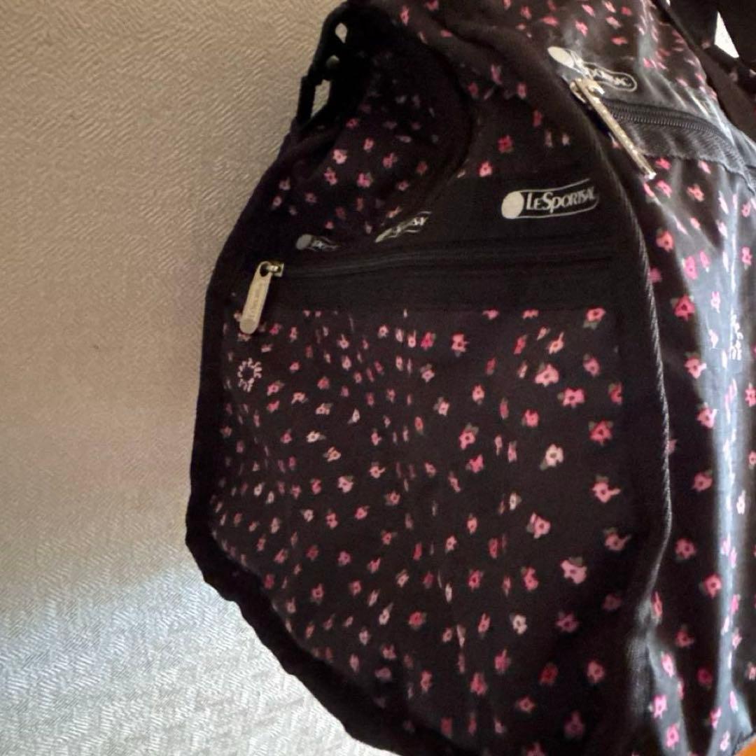 レスポートサック　ボストンバック　黒×花柄　ミニポーチ付　新品　未使用