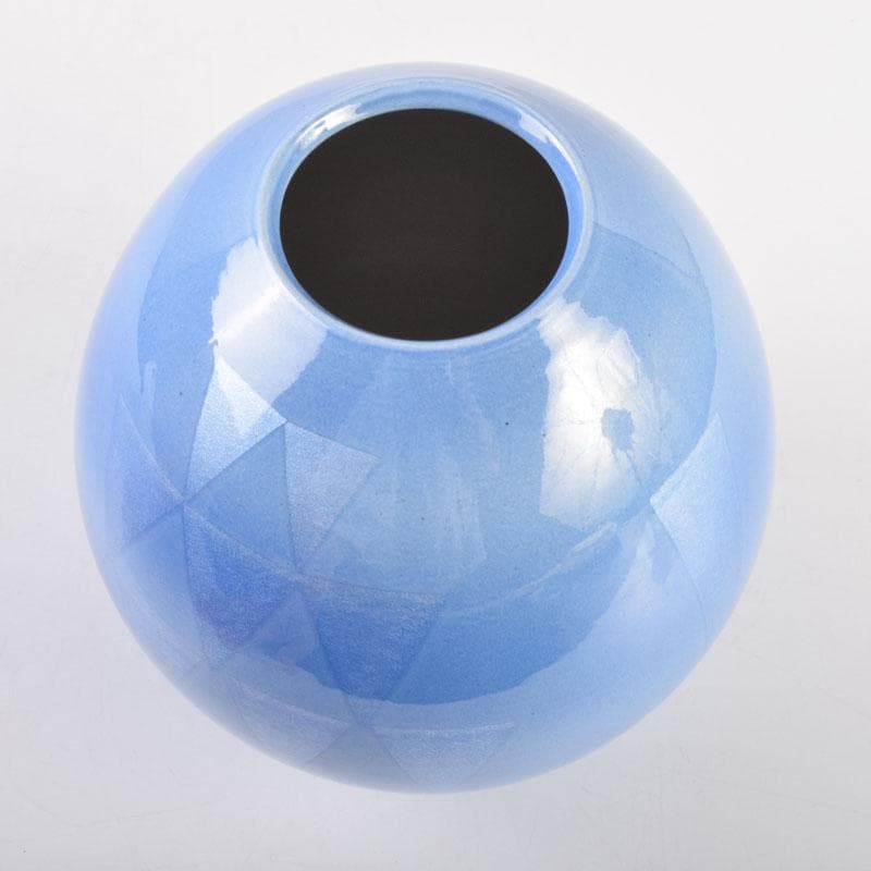 九谷焼　中田一於作　淡青釉裏銀彩　花瓶　壷　共箱　V　8934