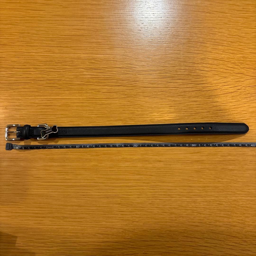 [未使用品レア]COACH レザー ブラック 首輪 骨型チャーム付S