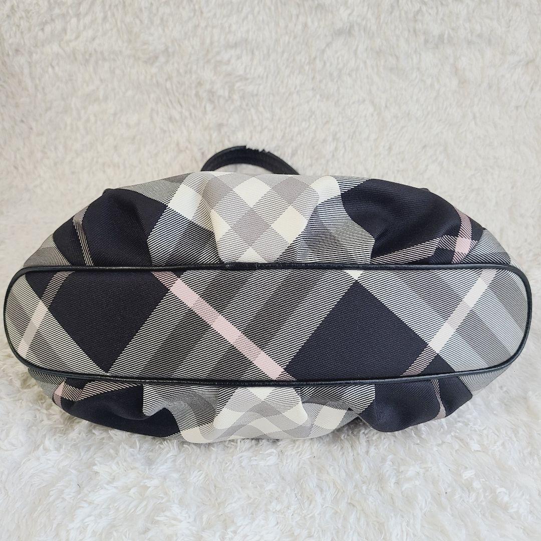 美品 バーバリー・ブルーレーベル ハンドバッグ キャンバス レザー 黒