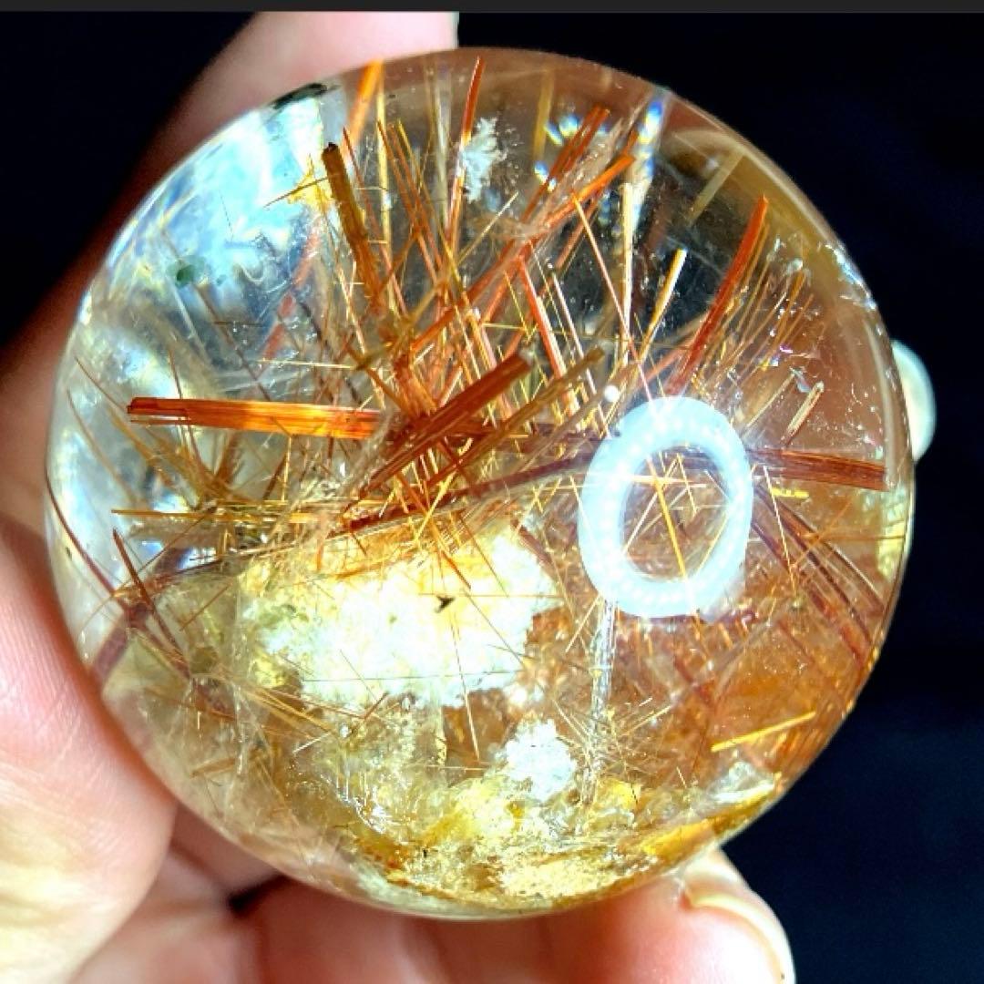 超絶綺麗✨50mm ゴールドタイチンルチルクォーツ　丸玉　スフィア　金針水晶