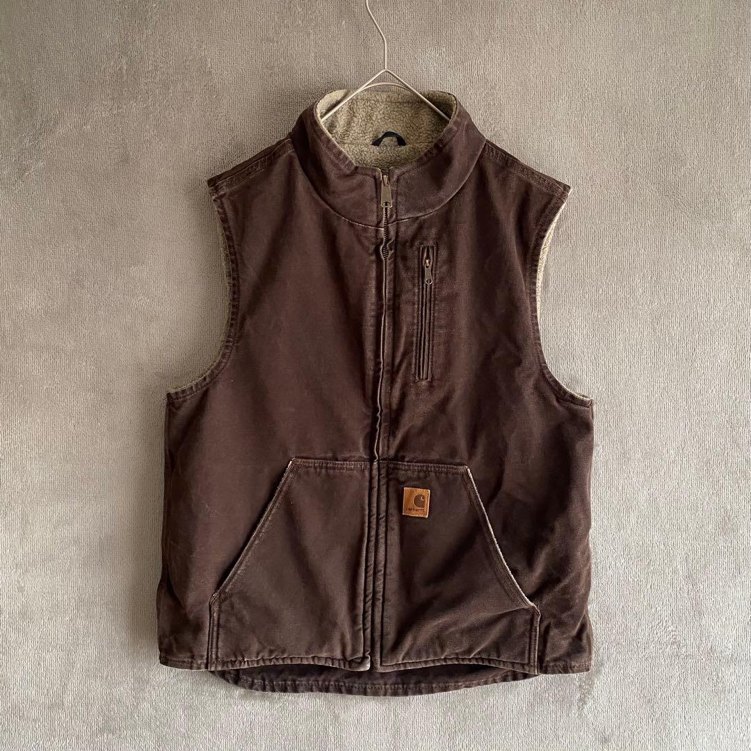 Carhartt ダックベスト 裏ボア メキシコ製 M ブラウン