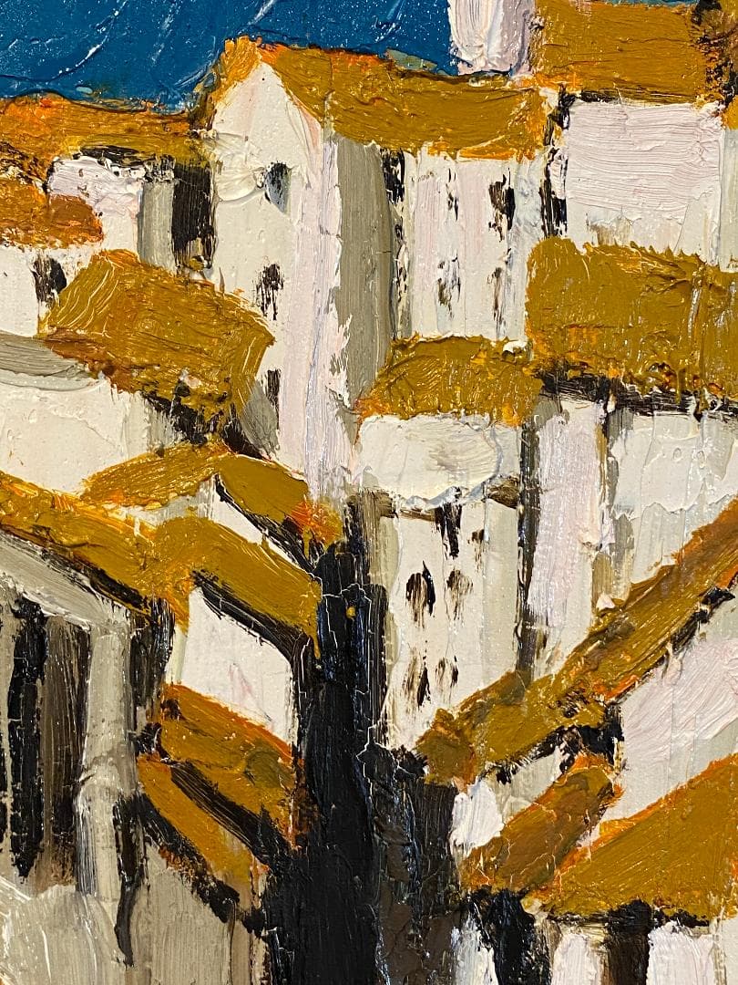 「真作」加納秀雄「ロハの裏町」風景画　油彩画　額装　サイン有り　F8号