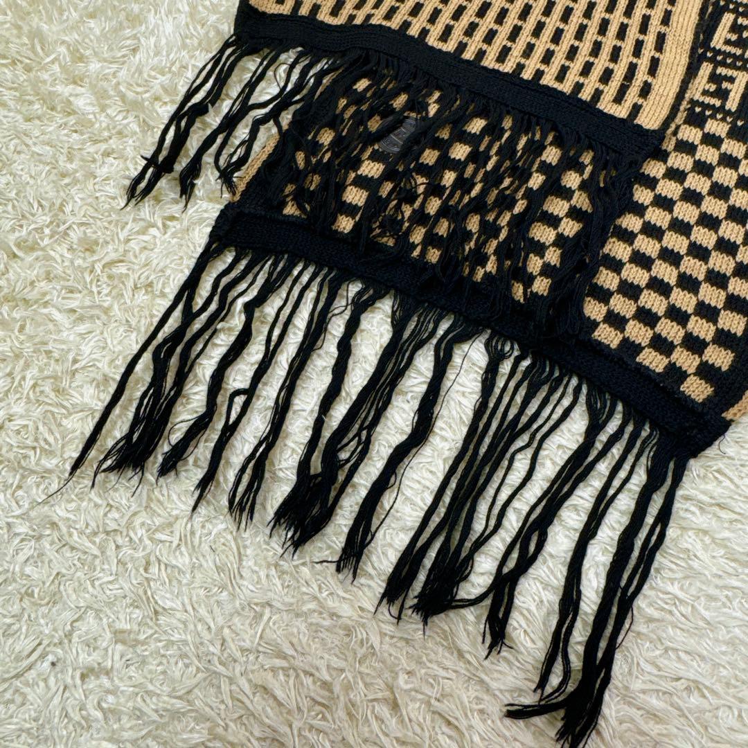 MK様✨希少カシミヤ混✨FENDI リバーシブル柔らかニットフリンジズッカペカン