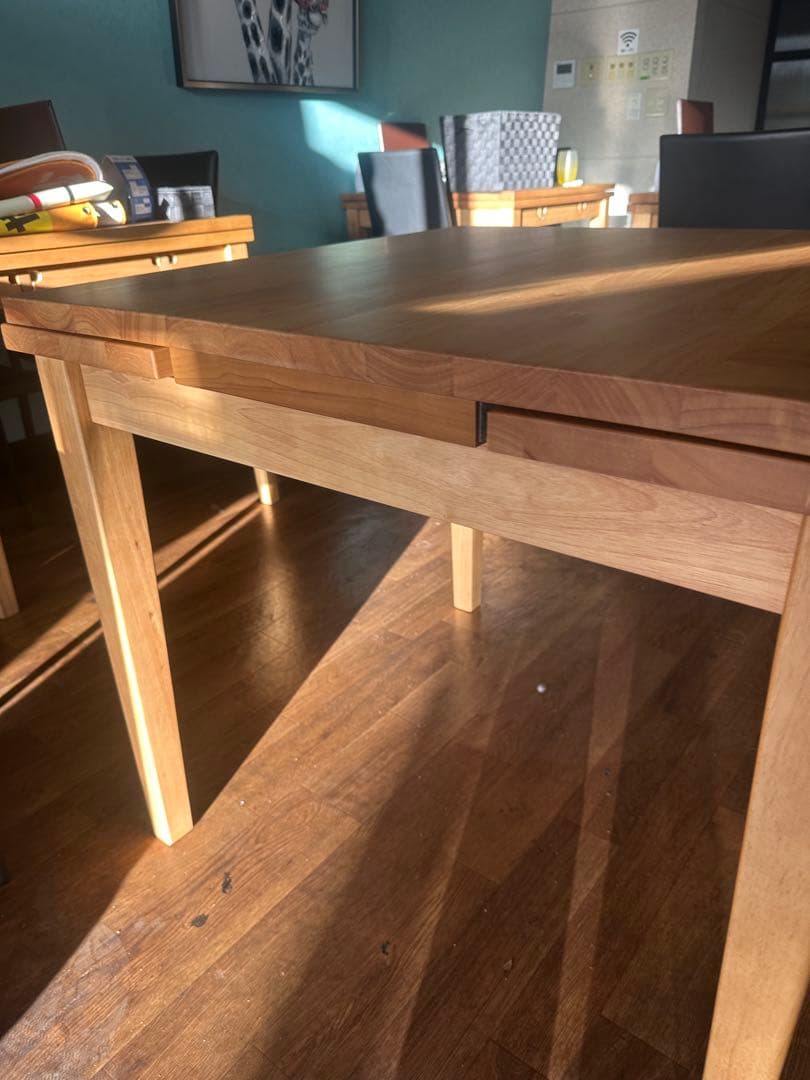 木製ナチュラルウッド正方形ダイニングテーブル