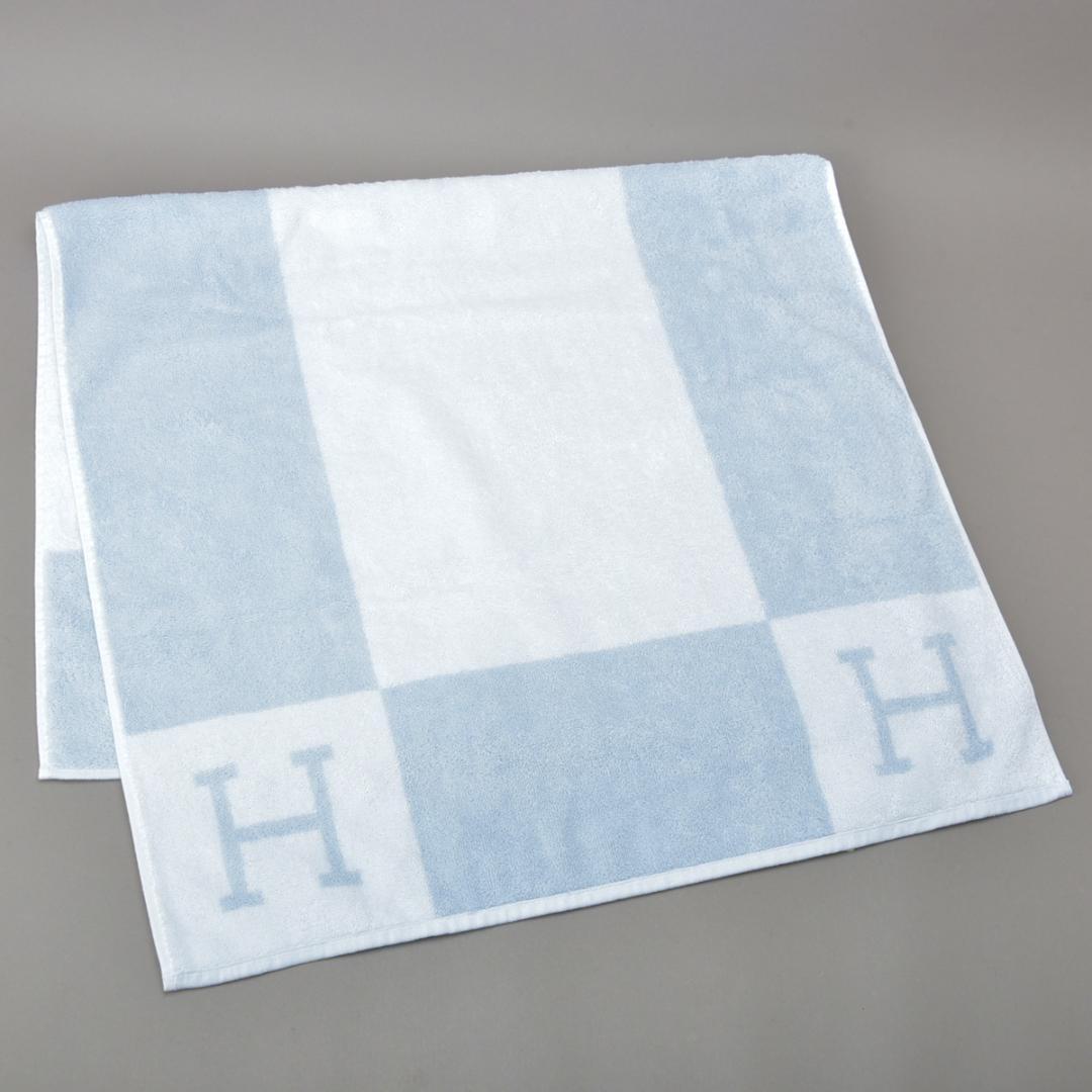 新品◇エルメス アヴァロン バスタオル ベビータオルケット100×55ブルー箱付