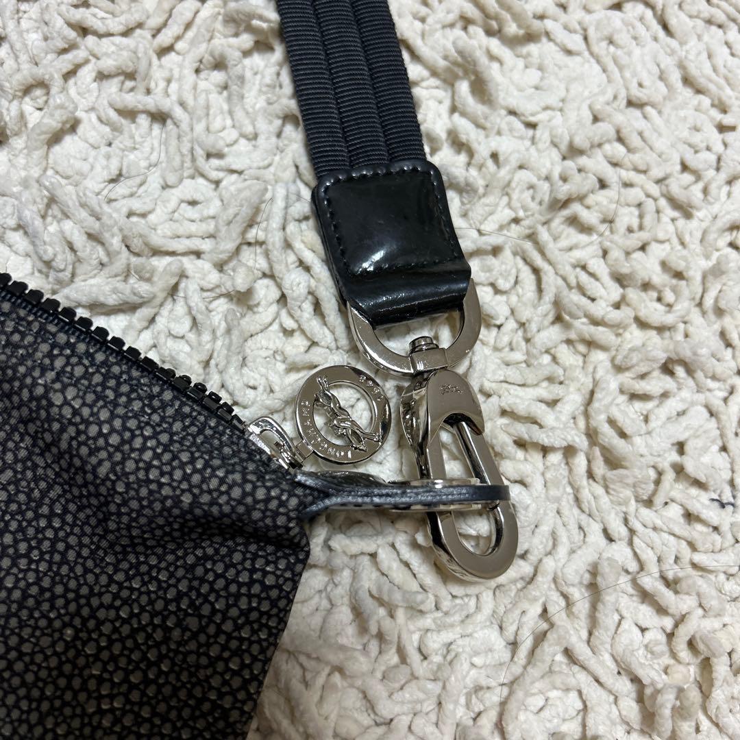 ロンシャンブラック ナイロン レザー ショルダーバッグ