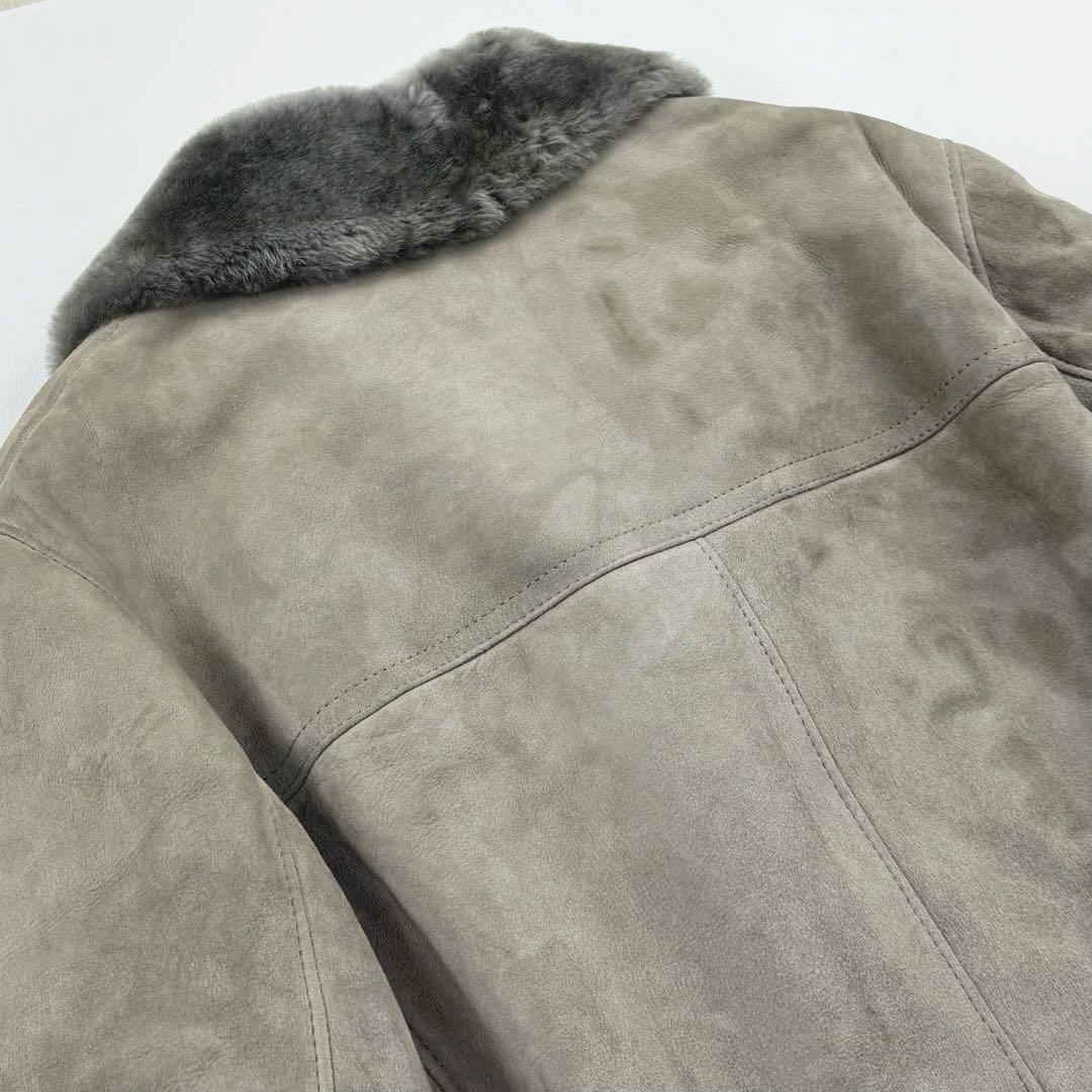 ヴィンテージ シープスキン スエードレザーリアルムートンチェスターコート グレー