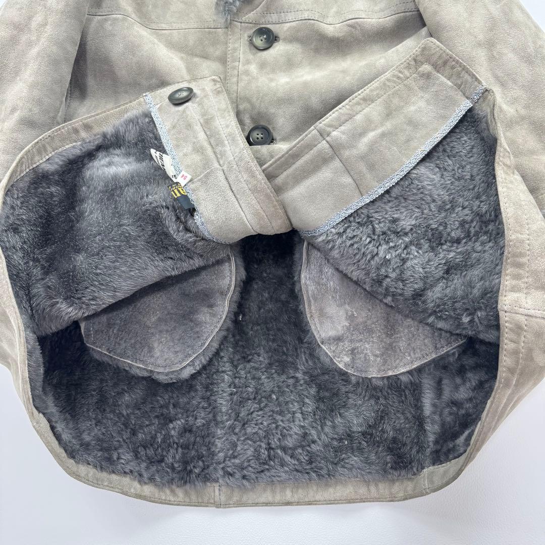 ヴィンテージ シープスキン スエードレザーリアルムートンチェスターコート グレー