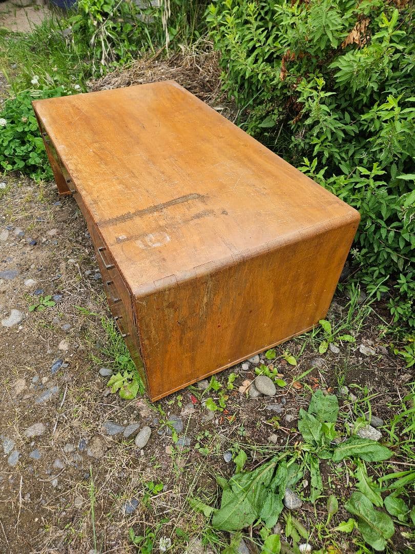 日本のアンティーク 文机 飾り台 抽斗 勉強机 座卓 木製 昭和レトロ 古家具