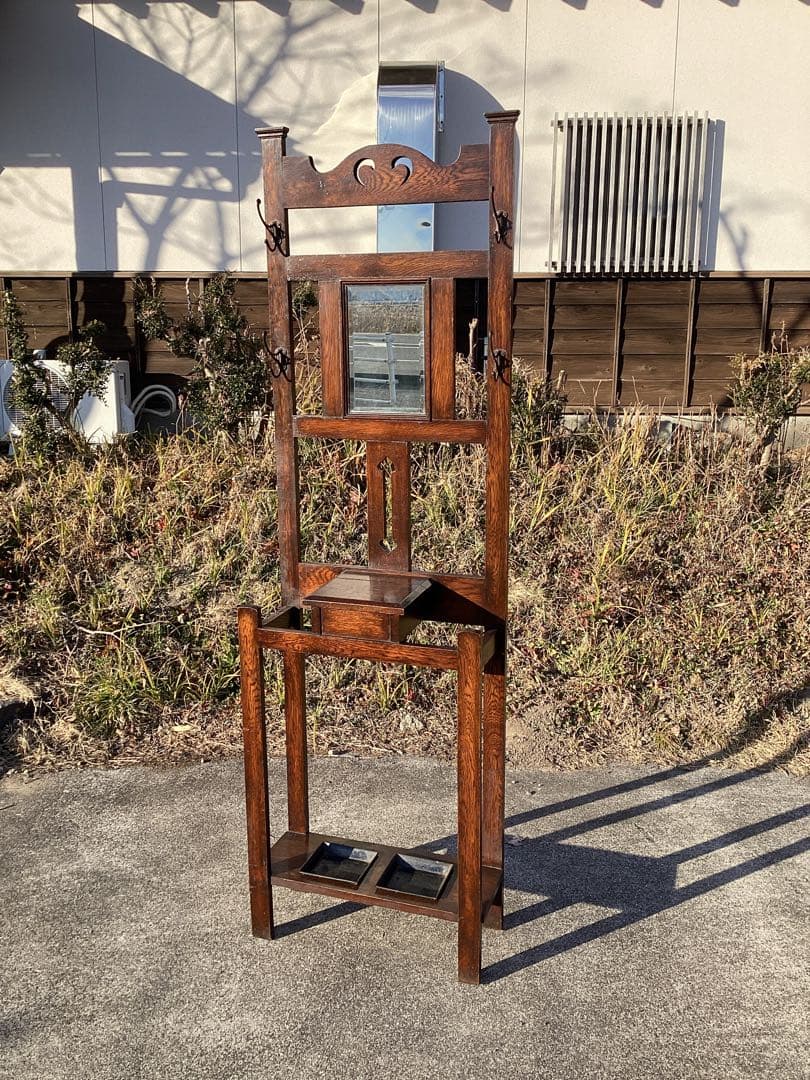 イギリスアンティーク　オーク材　ホールスタンド