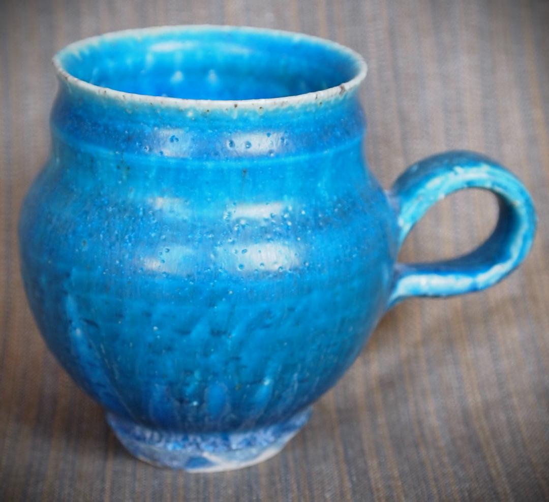 人気作家★金澤尚宜★うねうね青マグカップ★あよお