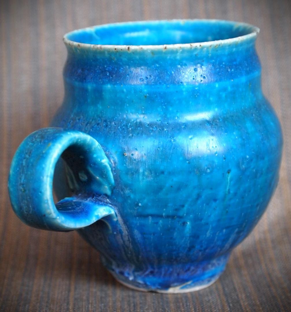 人気作家★金澤尚宜★うねうね青マグカップ★あよお