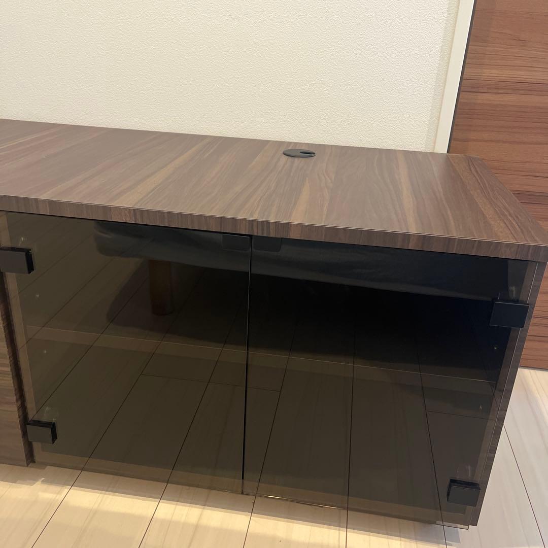 ダークブラウン 木製 テレビボード ガラス扉付き　フルオーダー　日本製