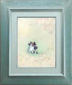 油絵 菅家令子 絵 絵画 インテリア F3-051621 可愛い子猫と女の子