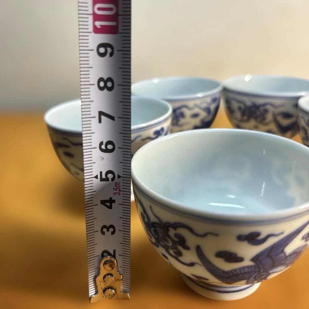 茶道具 京焼　華中亭道八製 染付青花茶碗 5点セット