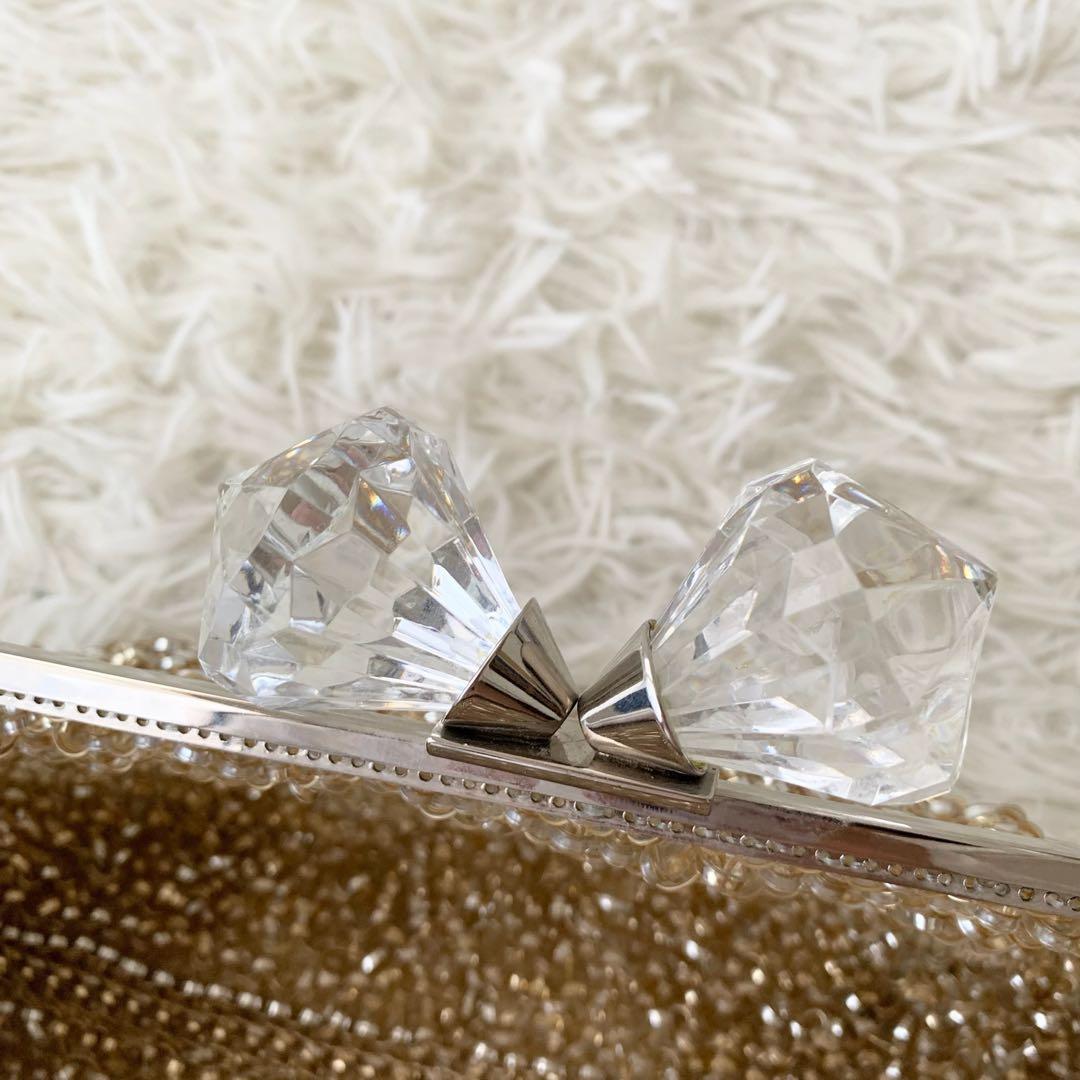 【アンテプリマ】ワイヤーバッグ ショルダ ベージュ　 がま口　チェーンショルダー