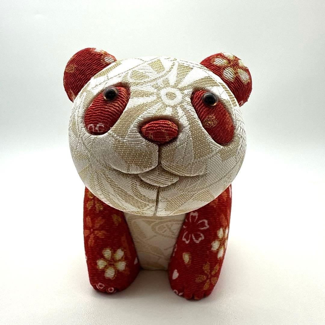 柿沼東光作 江戸木目込み人形 しあわせパンダ (紅）