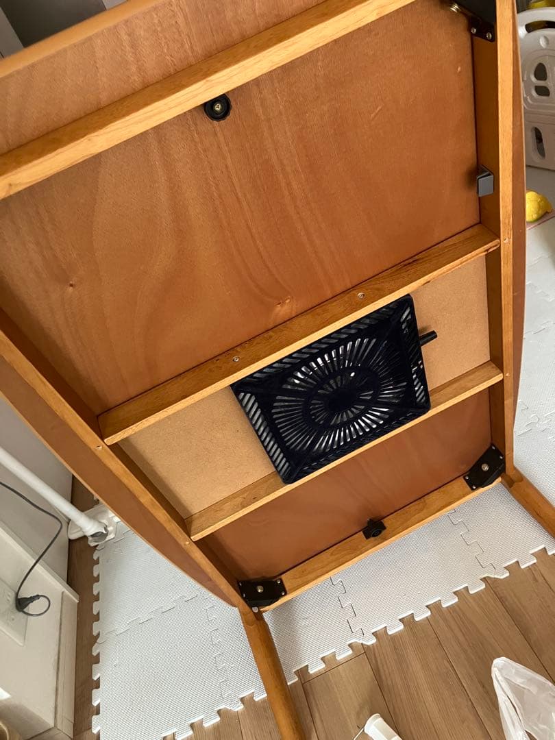 ブラウン 木製 ダイニングテーブル こたつ　高さ調節