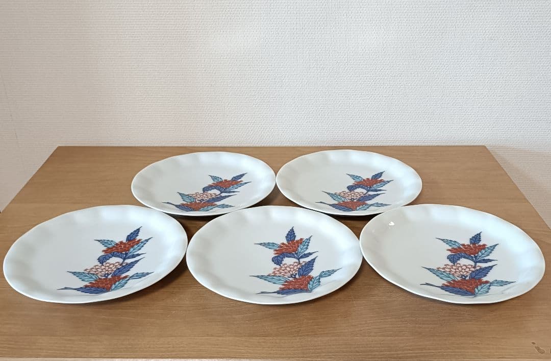 人間国宝 色鍋島 十三代今泉今右衛門作 錦藤袴絵銘々皿5枚　今泉今右衛門　銘々皿