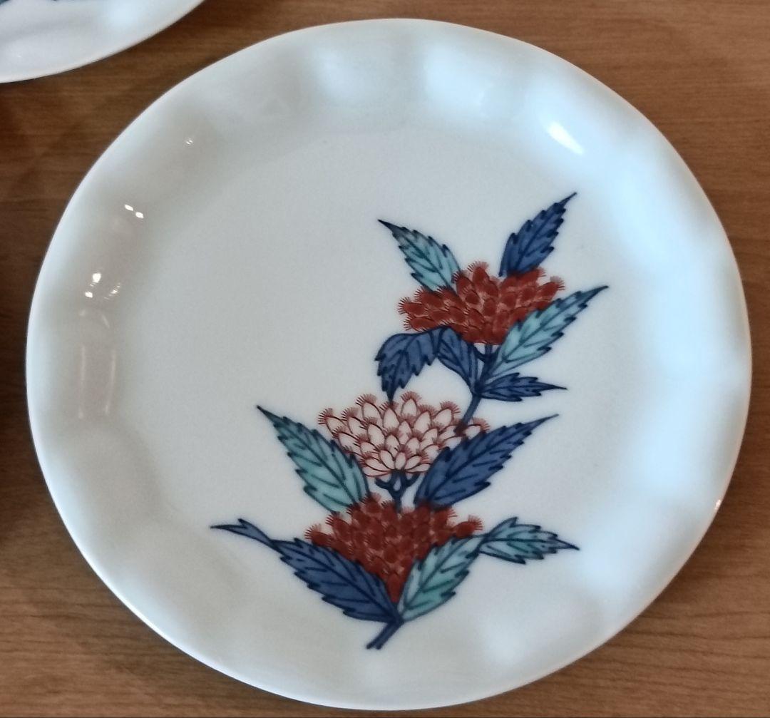 人間国宝 色鍋島 十三代今泉今右衛門作 錦藤袴絵銘々皿5枚　今泉今右衛門　銘々皿